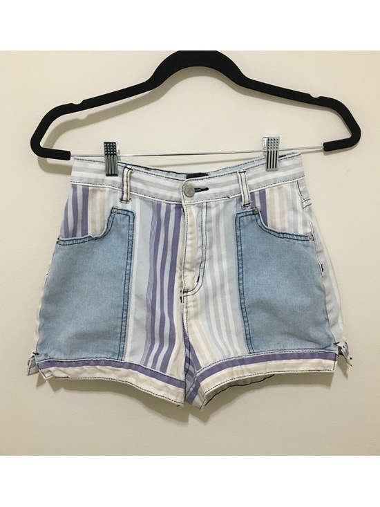 BDG Pants - BDG Mom High-rise Striped Pastel Denim Patchwork Shorts, SIze 27